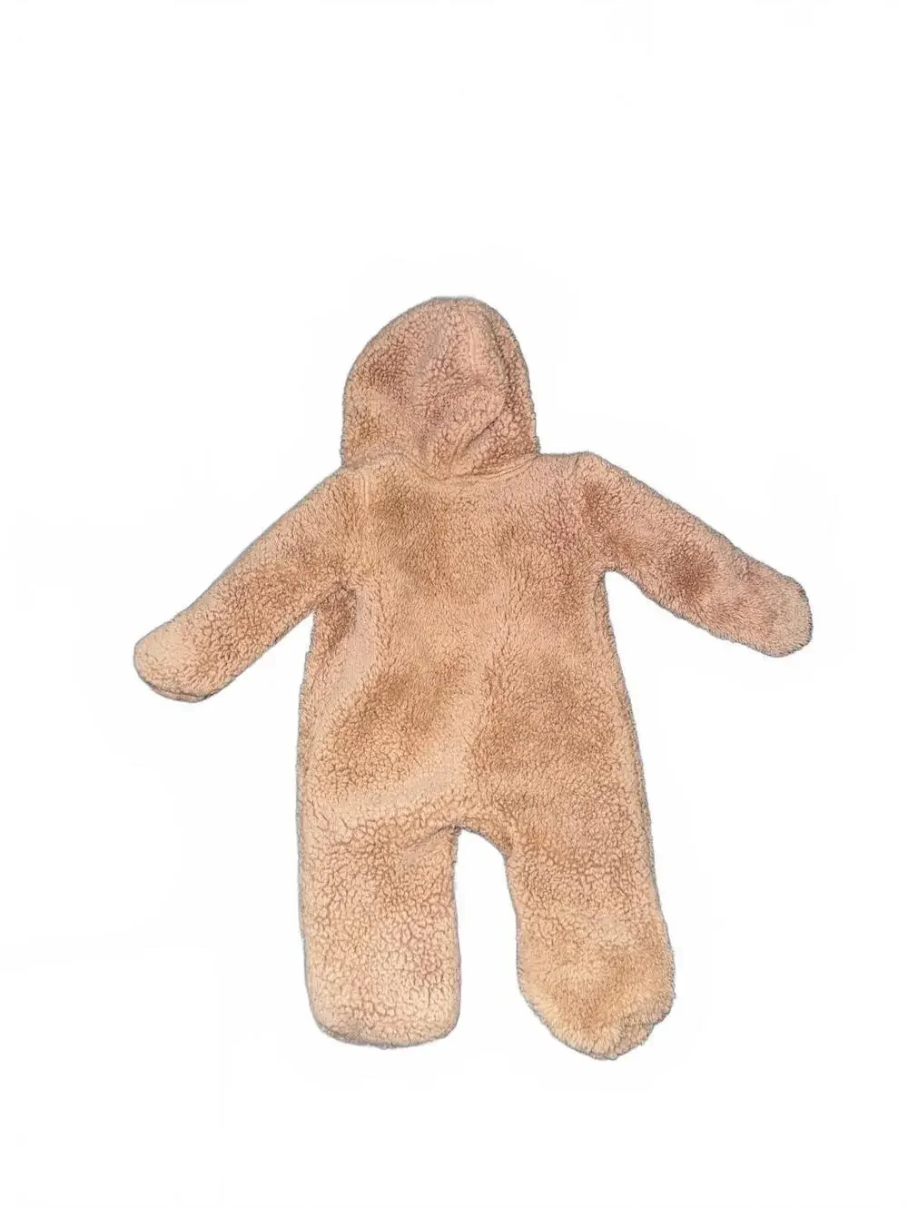 Nike Baby Fleece Hooded Coverall 6M Beige Teddy Bear Style